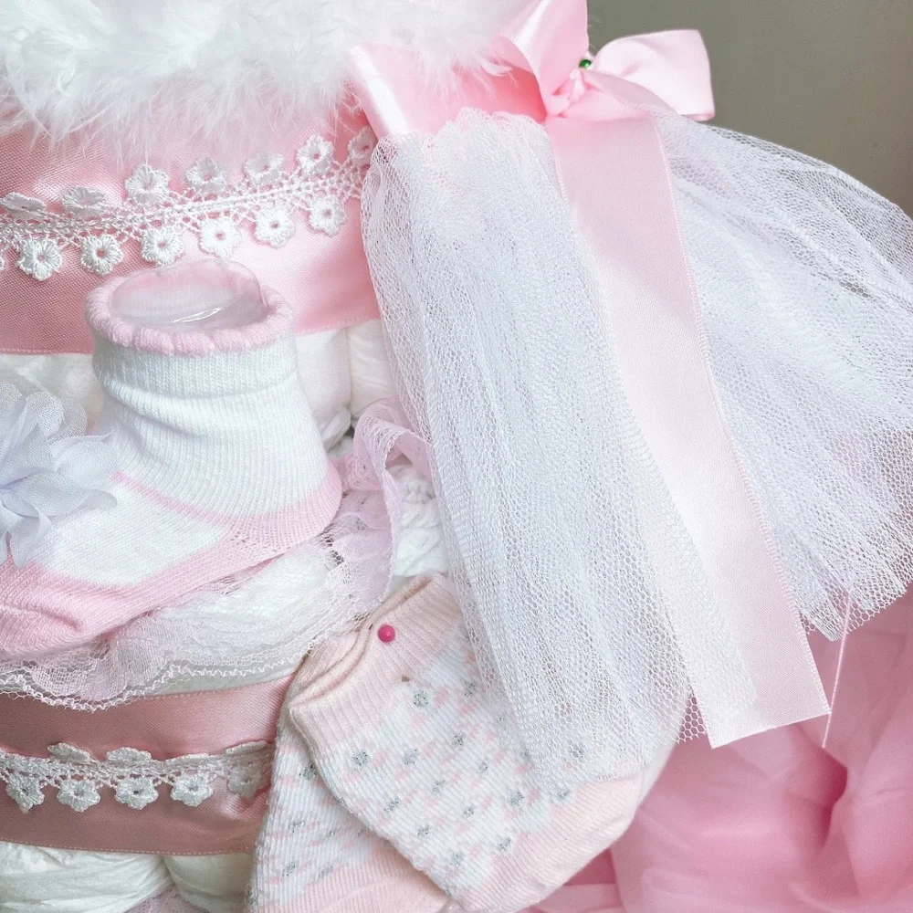 Swan Diaper Cake, Baby Shower Gift